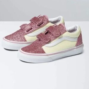 Vans Kids Glitter Sneakers in Pink and Cream